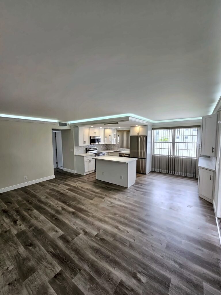 Open room with new vinyl plank flooring